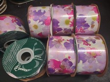 Berwick Flora-Satin Ribbon, 50 Yards, "Photo Flowers" Print Lavender 2-3/8" Wide