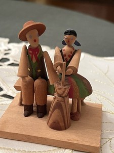 Hand Made Hand painted wooden Polish Folk Art Figurine Making Butter