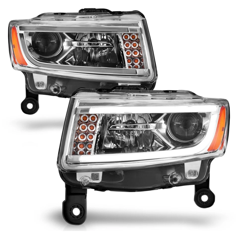 安佐 111328 车头灯适用于吉普大切诺基 2014 - 2016 左右镀铬外壳 — 第 2/4 张图片