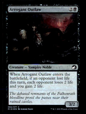 #ad Arrogant Outlaw Foil C Innistrad: Midnight Hunt 84 NM $0.99