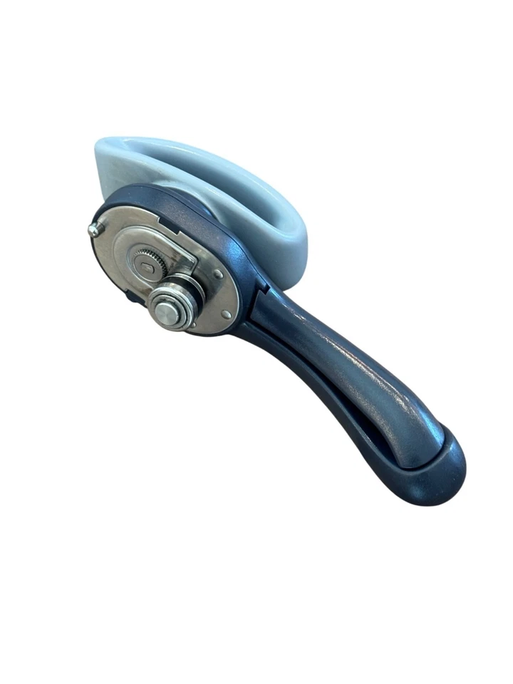 Tupperware Smooth Edge Can Opener Blue Gray Stainless Steel Manual Clean - Image 3 of 4