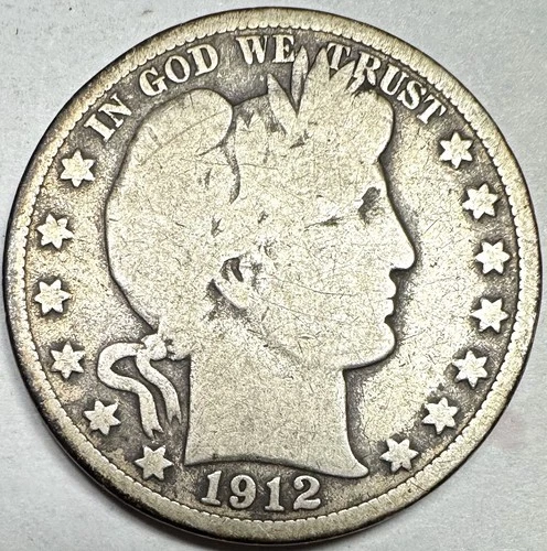 1912 BARBER SILVER HALF DOLLAR NICE 90% SILVER INVESTMENT COIN!