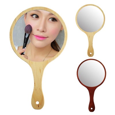 Robuster Handspiegel aus Holz für Frauen Make-up Schönheit
