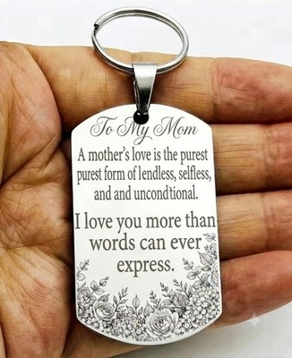 TO MY Mom More Than Word Express Stainless Keychain Reminder Family Kiss Hug 