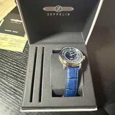 Zeppelin 76463 Wristwatch Navy Dial Calf Leather Limited Imported Authentic