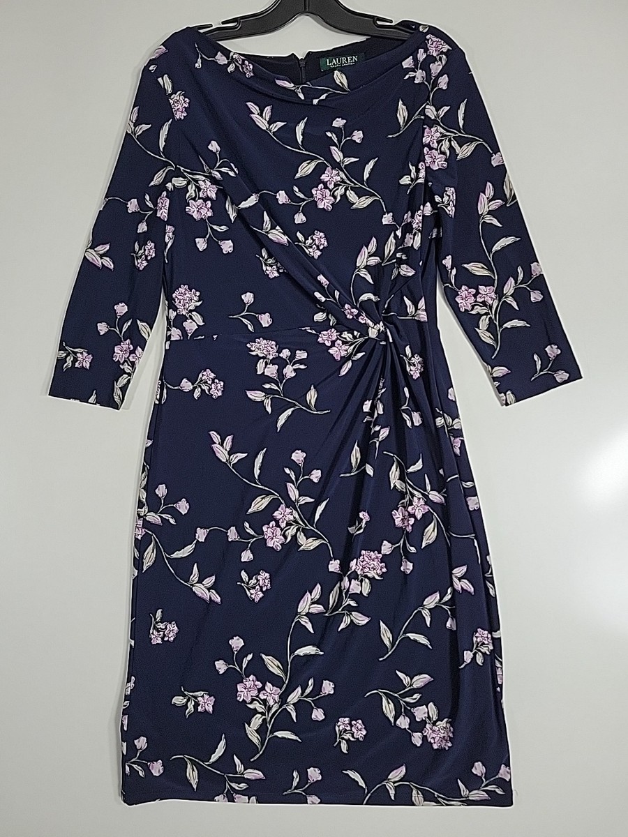 princess polly baby blue dress Lauren by Ralph Lauren Floral Belted Crepe Dress