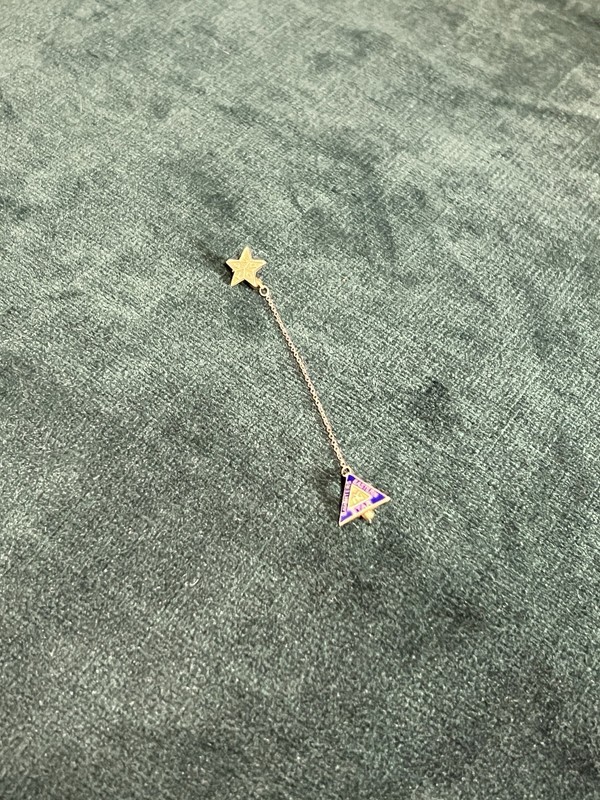 Mini Eastern Star Pin - Enamel Blue, Two Mini Pins With Chain