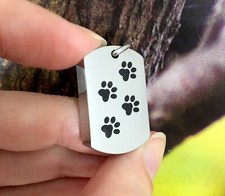 Paw Print Dog Tag Cremation Jewelry Pendant Urn for Ashes Paw Prints Mens Gift