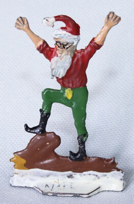 Vtg Hans Heinrichsen Elf German Flat Lead Waving 2 Hands Feet Log 11b Pristine