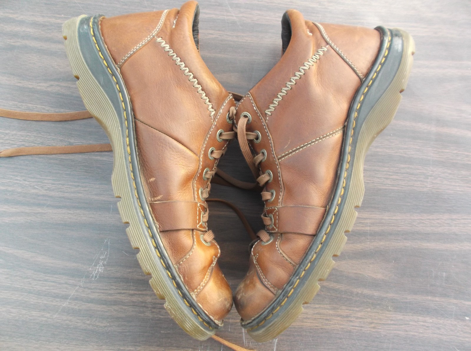 SAOLA DR. MARTENS SCARPE MARRONE CHIARO PELLE SUOLA AMMORTIZZATA AD ARIA OXFORDS UOMO tg12 140378