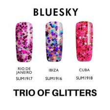 Bluesky TRIO OF GLITTERS UV/LED Soak Off Nail Gel Polish 10ml Free Postage