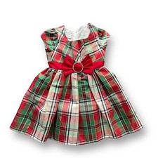 Bonnie Jean Red/Green Plaid Holiday Dress Toddler Girl Size 3T Holiday Festive