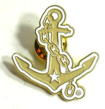 Navy Military Pin Anchor Chain Star Officer Enamel Hat Lapel