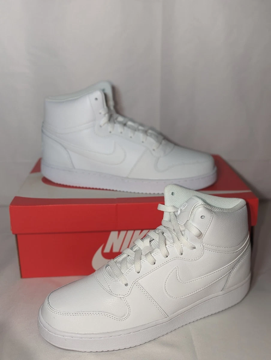 Men Nike Ebernon Mid Basketball shoes Triple White AQ1773 100