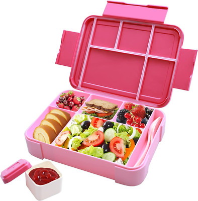 Brotdose Mit Fächern, Lunchbox Mit 6 Unterteilung Und Einer Separaten Saucenbox,