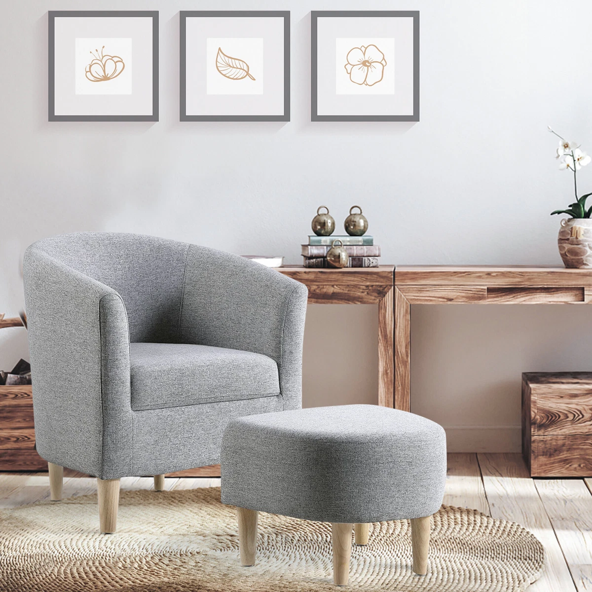 Modern armchair and 2025 ottoman