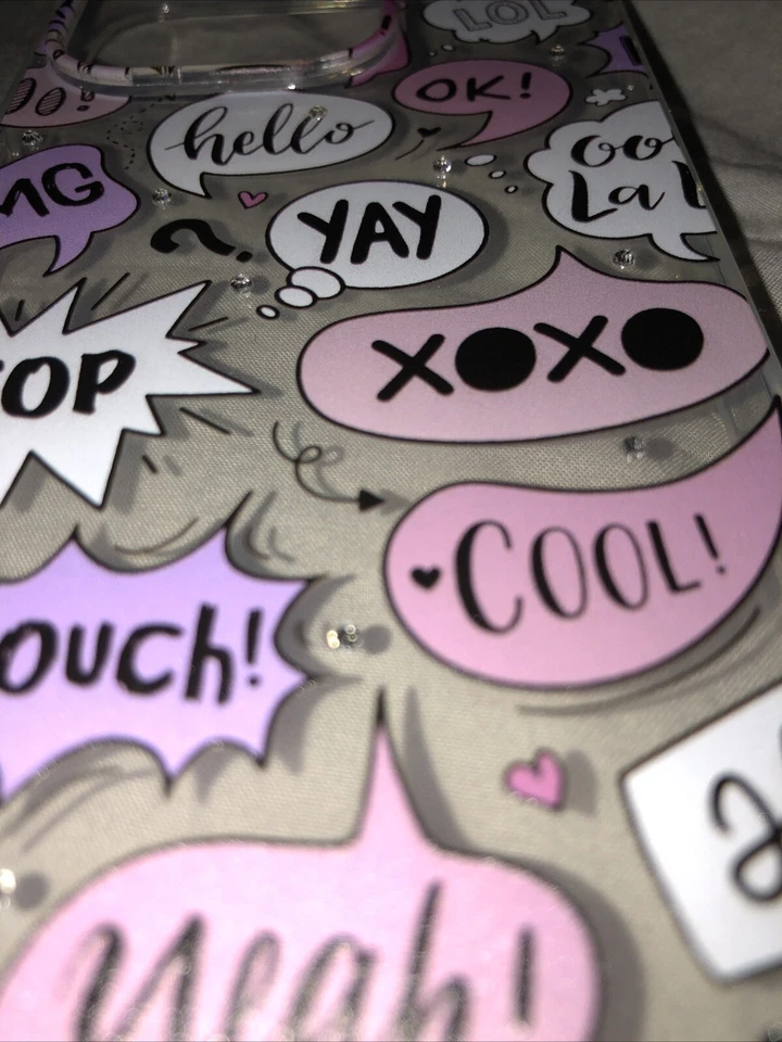 Funda de teléfono de cristal cristales onomatopeya para iPhone 15 Pro Foto 3 de 4