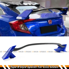 FOR 2016-2021 HONDA CIVIC 4 DOOR SEDAN 2 TONE BLUE BLK TYPE R STYLE SPOILER WING