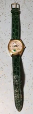 VTG SUNTIME NOTRE DAME FIGHTIN IRISH LEPRECHAUN THEMED WATCH w/ROTATING SHAMROCK