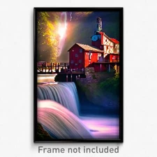 Pixel Art Poster - Harmonious Mill (8 Bit Psychedelic Trippy Video Game Print)