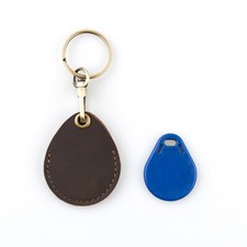 5pcs Oval Leather Case Shell For RFID Proximity Card Electric Door Key Tag