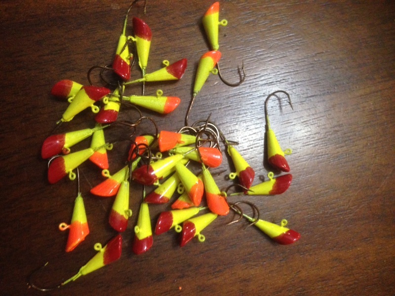 50-Pack Powder Painted Shad Dart Jigs - 1/16oz & 1/8oz Fishing Lures With #2 Hooks