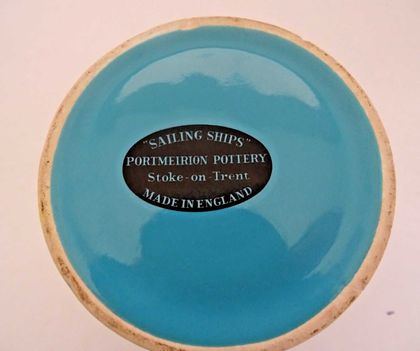 Portmeirion Pottery Sailing Ships Utensil pot Blue Stoke On Trent