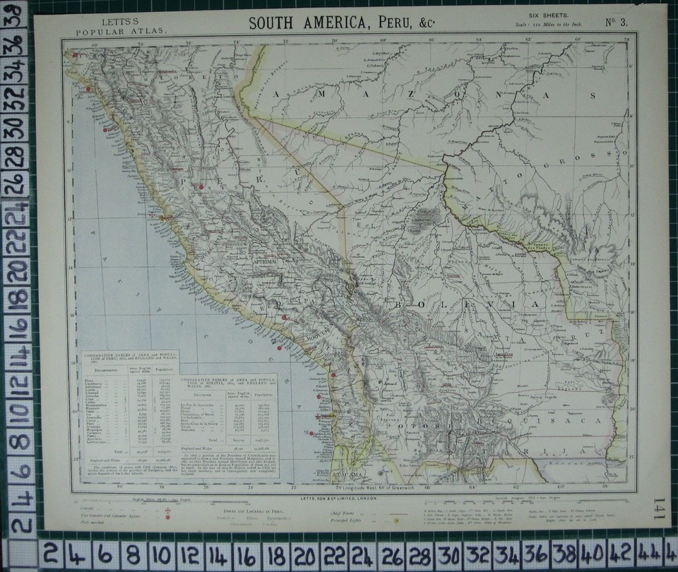 Mapa Letts 1883 Am rica Del Sur - S L960