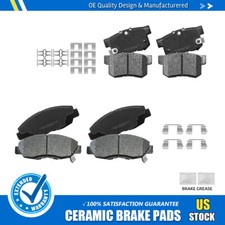 Front +Rear Ceramic Brake Pads Set w/Hardware For Honda Accord 2.3L 1998-2002