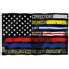 Anley Fly Breeze 3x5 Multi Line American Flag - Supporting Our First Responders