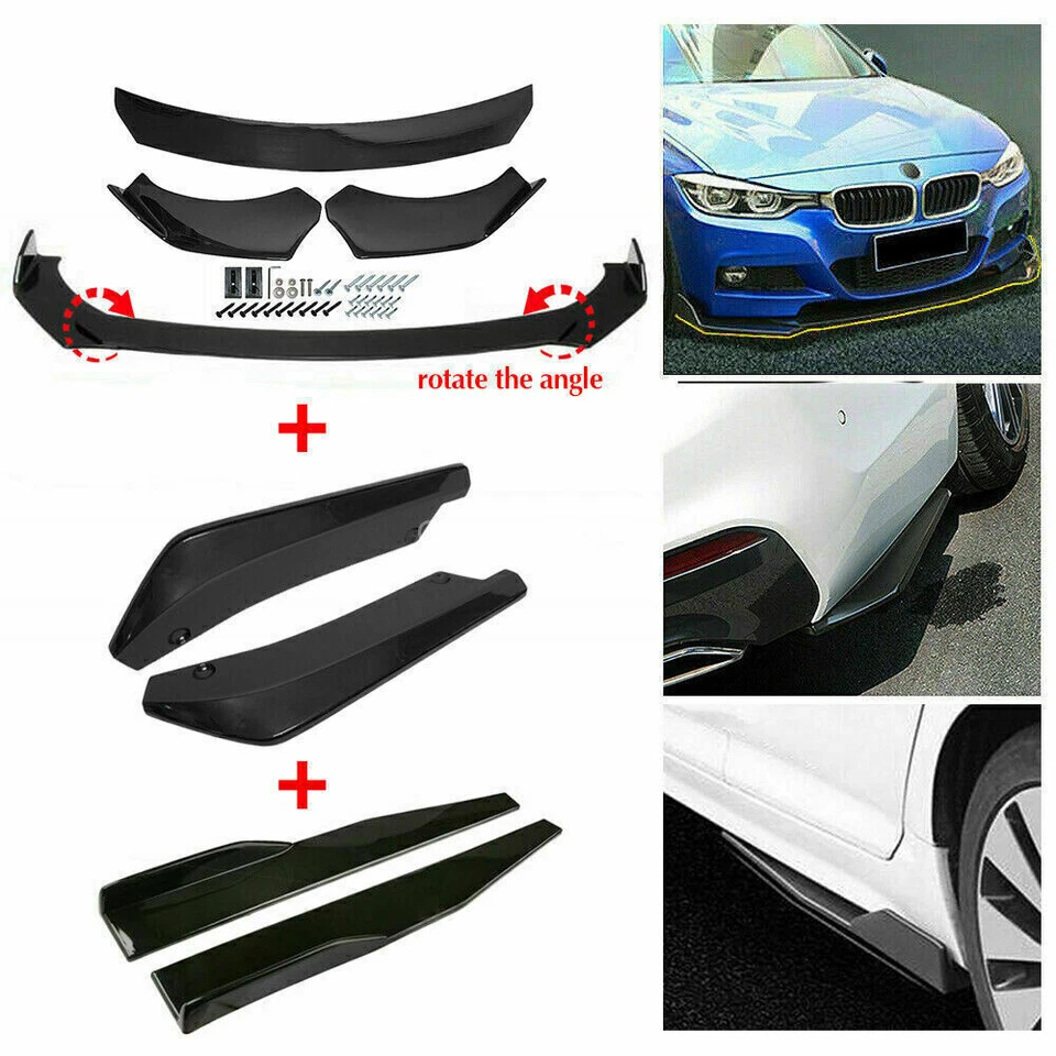 For Volvo C30 C40 C70 Glossy Black Front Bumper Lip Spoiler Splitter Side Skirts Foto 2 de 4