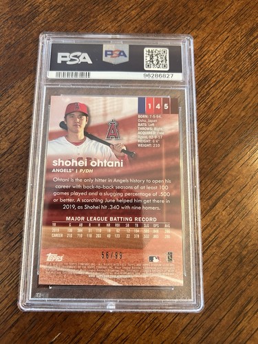2020 Stadium Club Shohei Ohtani Chrome Orange Refractor /99 PSA 10 Gem Mint - Picture 4 of 4