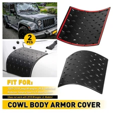 2X Black Body Armor Cowl Cover Corner Guards Trim For Jeep Wrangler JK 2007-2018