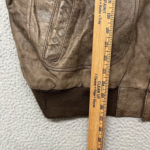 Hunt Club Leather Bomber Jacket Mens Big 54 Brown Aviator Pilot 90's Military - Picture 5 of 17