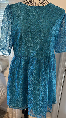 chinese dress ladies Teal Lace Midi Dress With Long Sleeves  AX Paris