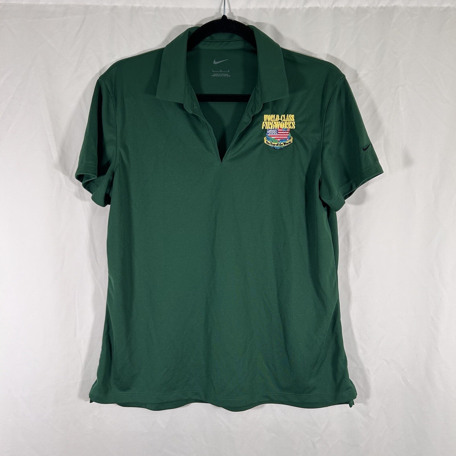 Nike Womens Large Green 4th of July Fireworks Polo Short Sleeve Shirt-image