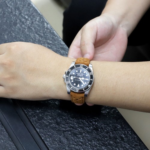 Correa de reloj de carreras de rally correa de reloj 18 mm 19 mm 20 mm 22 mm 24 mm correa de cuero gamuza - Imagen 8 de 27
