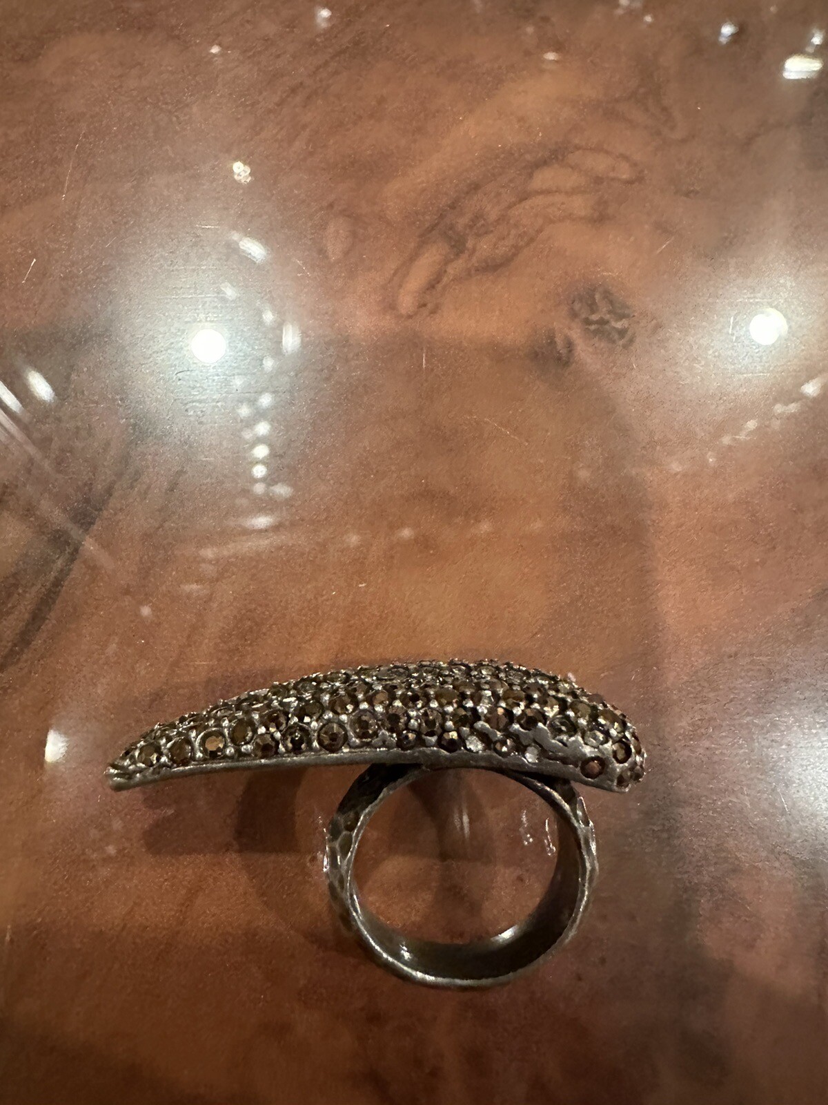 Double Claw Crystal Statement Cocktail Ring - image 10