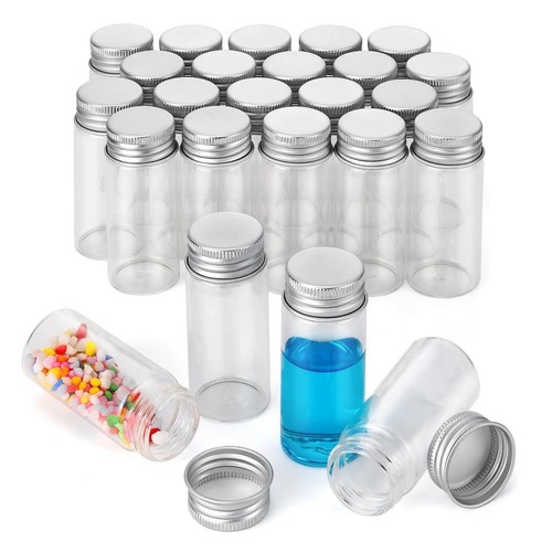 24 Pack 30ml Glass Vials Small Bottles Tiny Jars with Aluminum Screw Caps - 第 1/8 張圖片