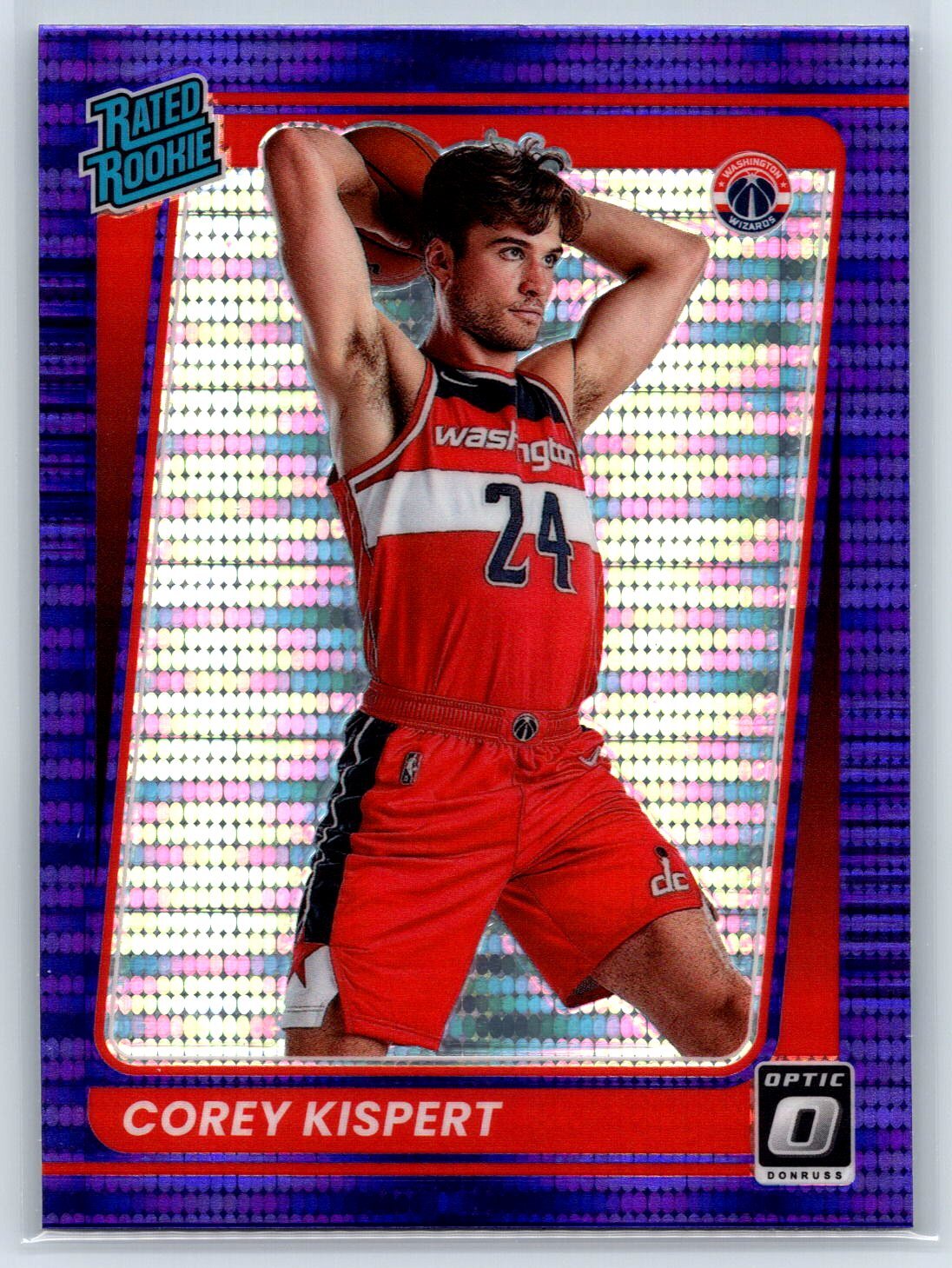 2021-22 Donruss Optic Corey Kispert Rated Rookie Purple Pulsar Prizm RC #183