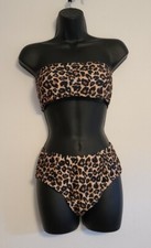 Leopard Print 2 Piece Women's Size Medium Bandeau Bikini Set