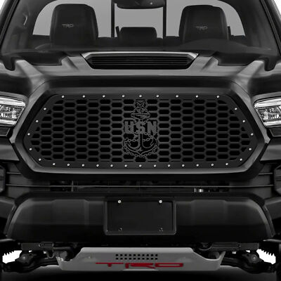 Custom Aftermarket Steel Grille Kit for 2016-2017 Toyota Tacoma USN ANCHOR Black