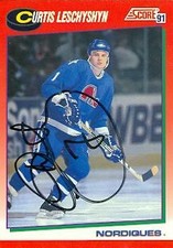 Curtis Leschyshyn autographed Hockey Card (Quebec Nordiques) 1991 Score #58