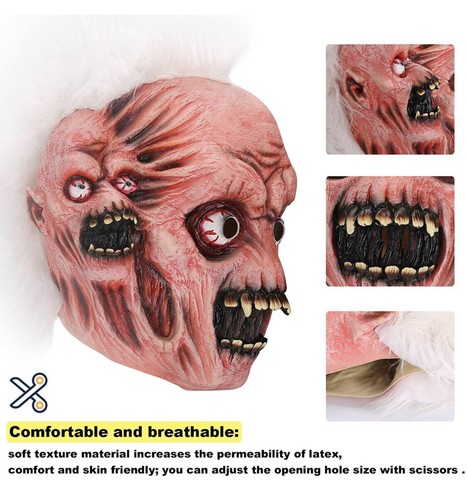 Máscara de Halloween, horribles máscaras faciales de látex para disfraz fiesta - Imagen 4 de 7