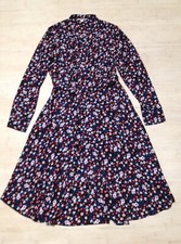 FLAWS Nanette Lepore Size 6 Dress Black Floral Knee Length Tie Waist Pintuck