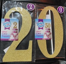 Baked with Love 20th Birthday - Glitter Cake Topper Gold Number TWENTY