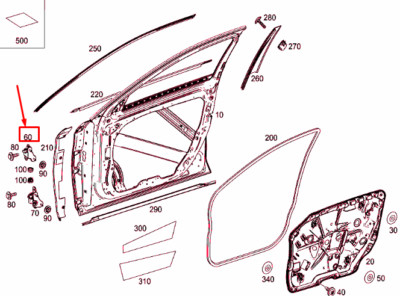 MERCEDES-BENZ S W222 Front Right Door Top Hinge A2227204001