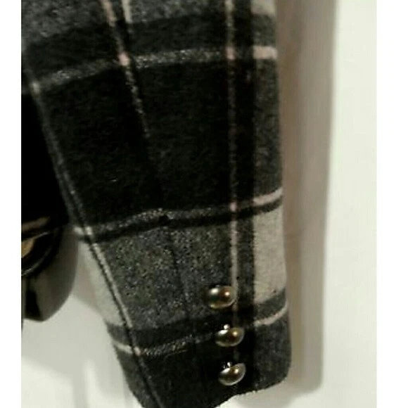 FOREVER 21 Chaquetón de Lana Mujer Pequeño Negro Gris Acogedora Chaqueta de Invierno Doble Pecho Foto 3 de 4