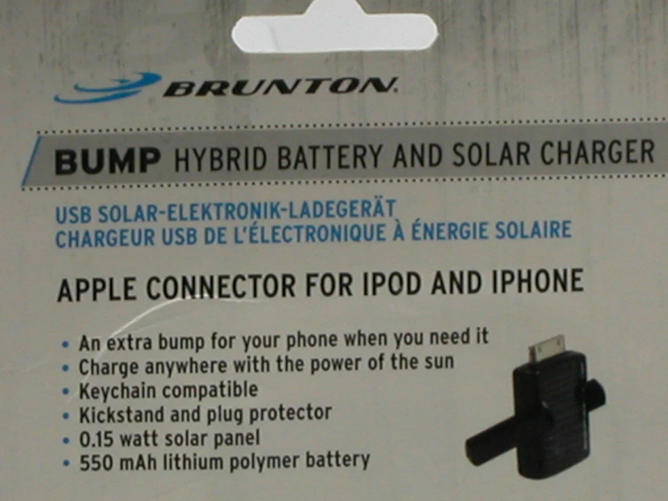 Cargador de batería solar Brunton Bump Apple para adaptador de 30 pines para iPhone y iPod Foto 4 de 4