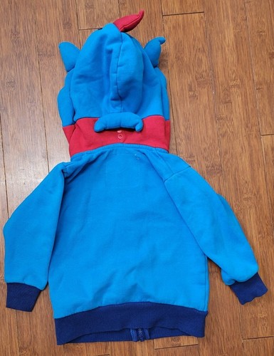 Original Hoodsbee Blue Shark Friend Hoodie Größe 3T durchgehender Reißverschluss lustiges Gesichtsmonster - Bild 9 von 12